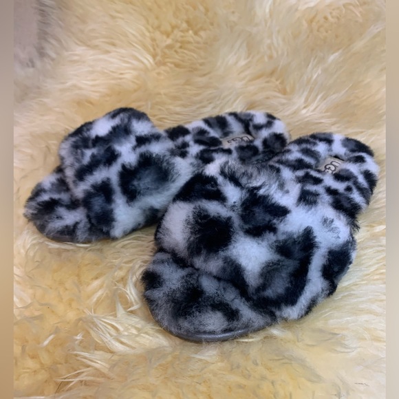 NEW UGG W Fluff Slide II Leopard White - Picture 5 of 10